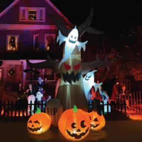 12FT Halloween Inflatable Tree with Ghost and Pumpkins Around