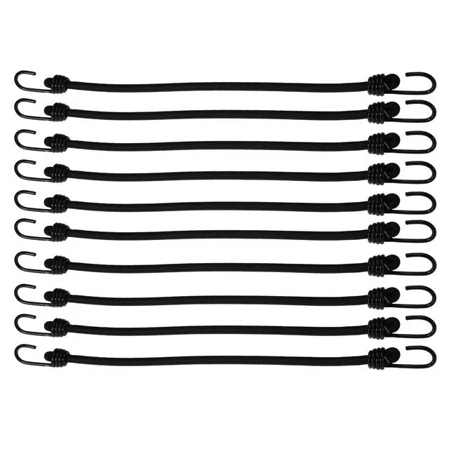 1/2" x 24" Black Bungee Cords (bundle of 10) - 12mm
