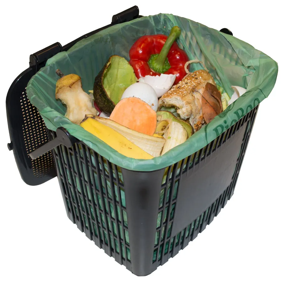 16.9" x 17.7" x 0.64 mil 3 Gallon Green Home-Compostable Plastic Food Scrap Collection Bags (2,000 Bags, 100 Bags/Box, 20 Boxes/Case)