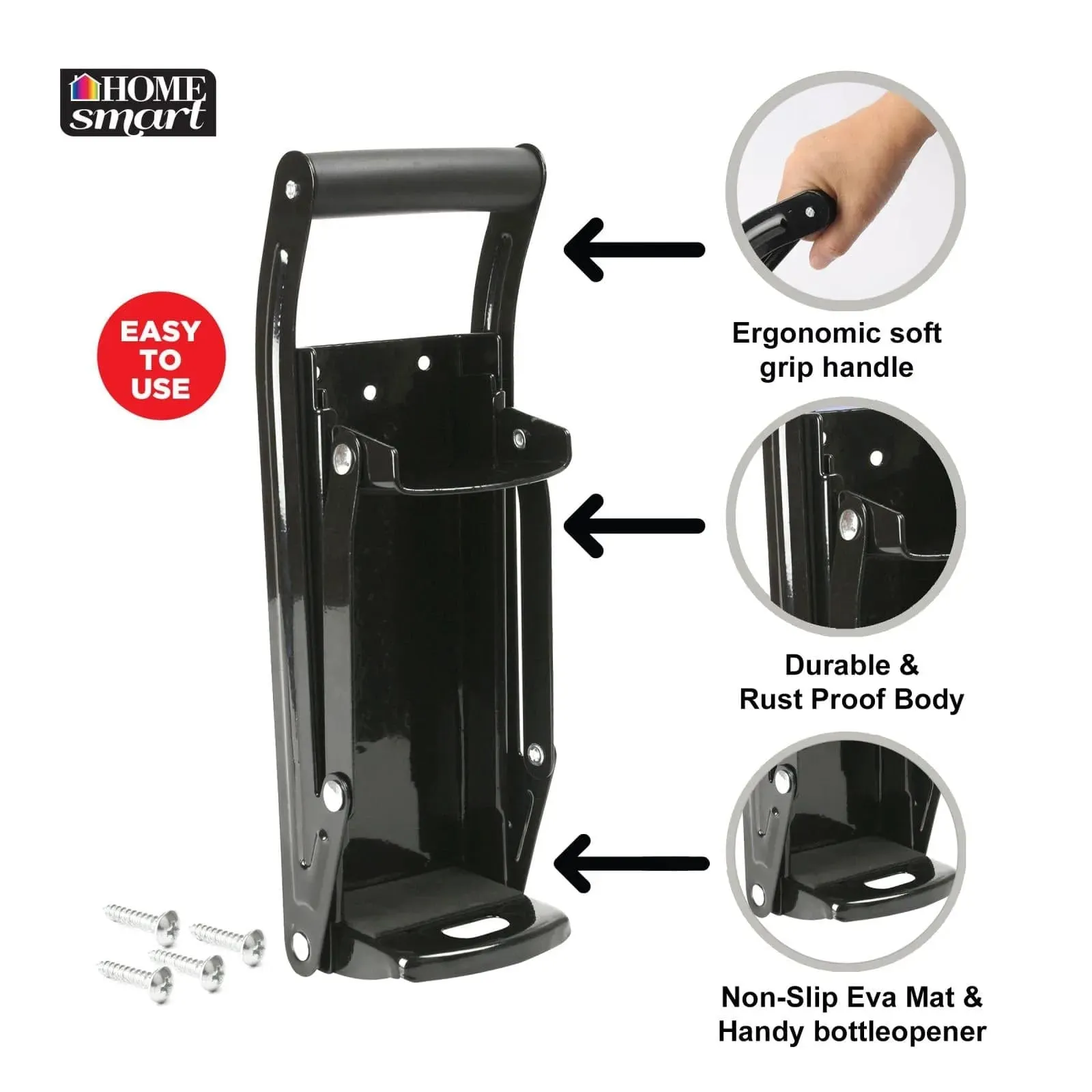 16OZ Steel Can Crusher Large Wall Mounted Recycling   Bottle Opener - BLACK