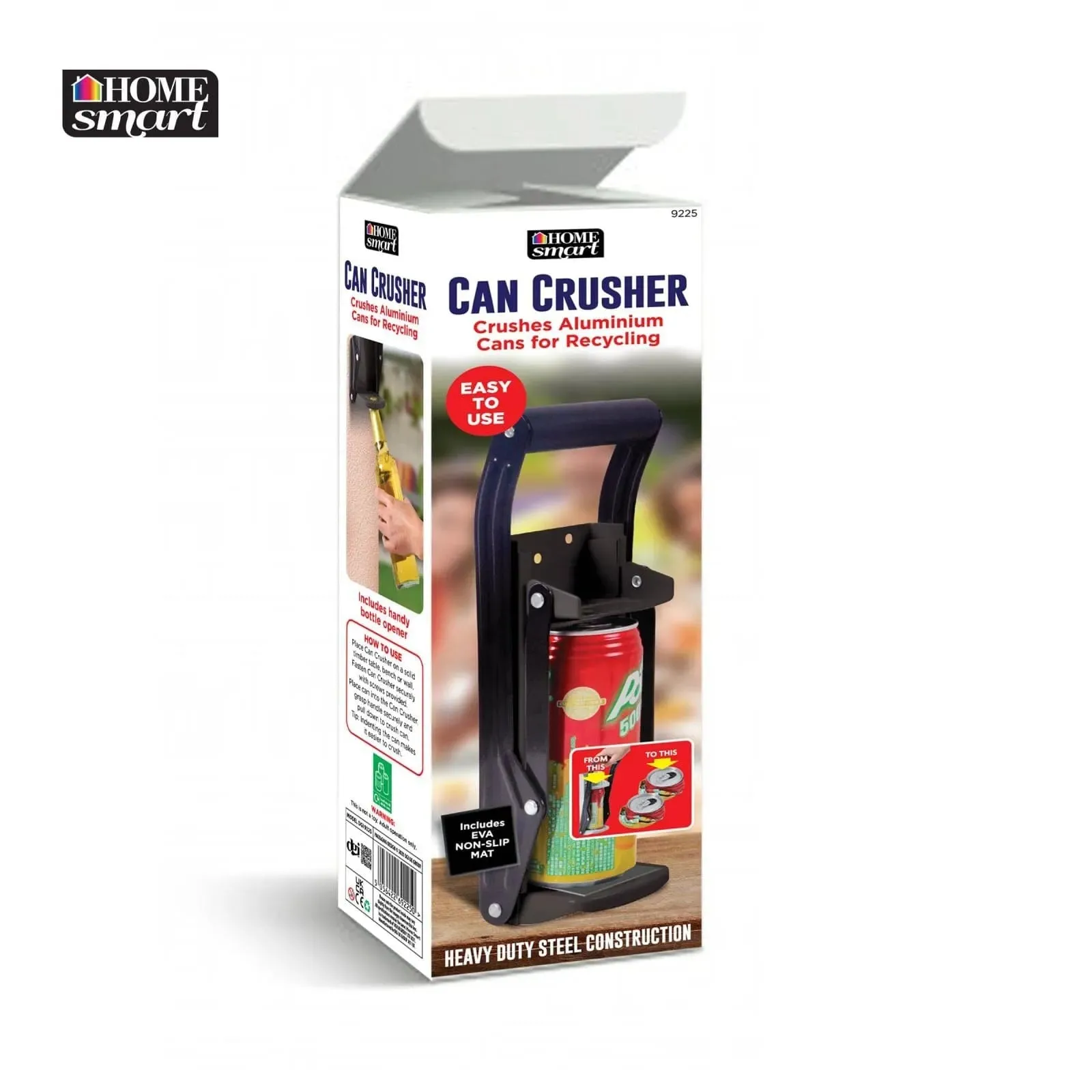 16OZ Steel Can Crusher Large Wall Mounted Recycling   Bottle Opener - BLACK