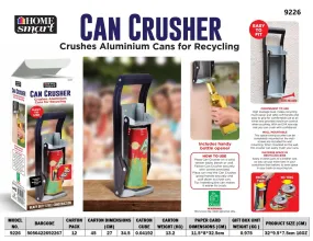 16OZ Steel Can Crusher Large Wall Mounted Recycling   Bottle Opener - Grey