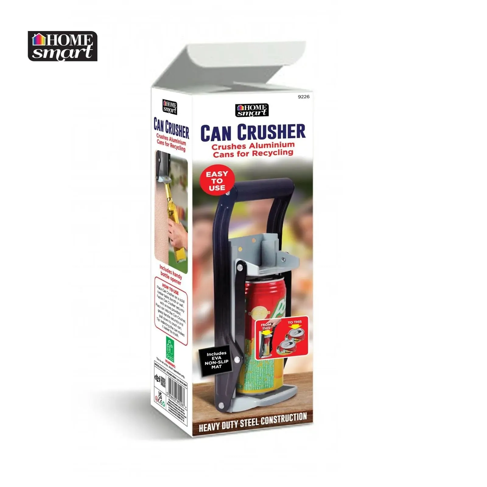 16OZ Steel Can Crusher Large Wall Mounted Recycling   Bottle Opener - Grey