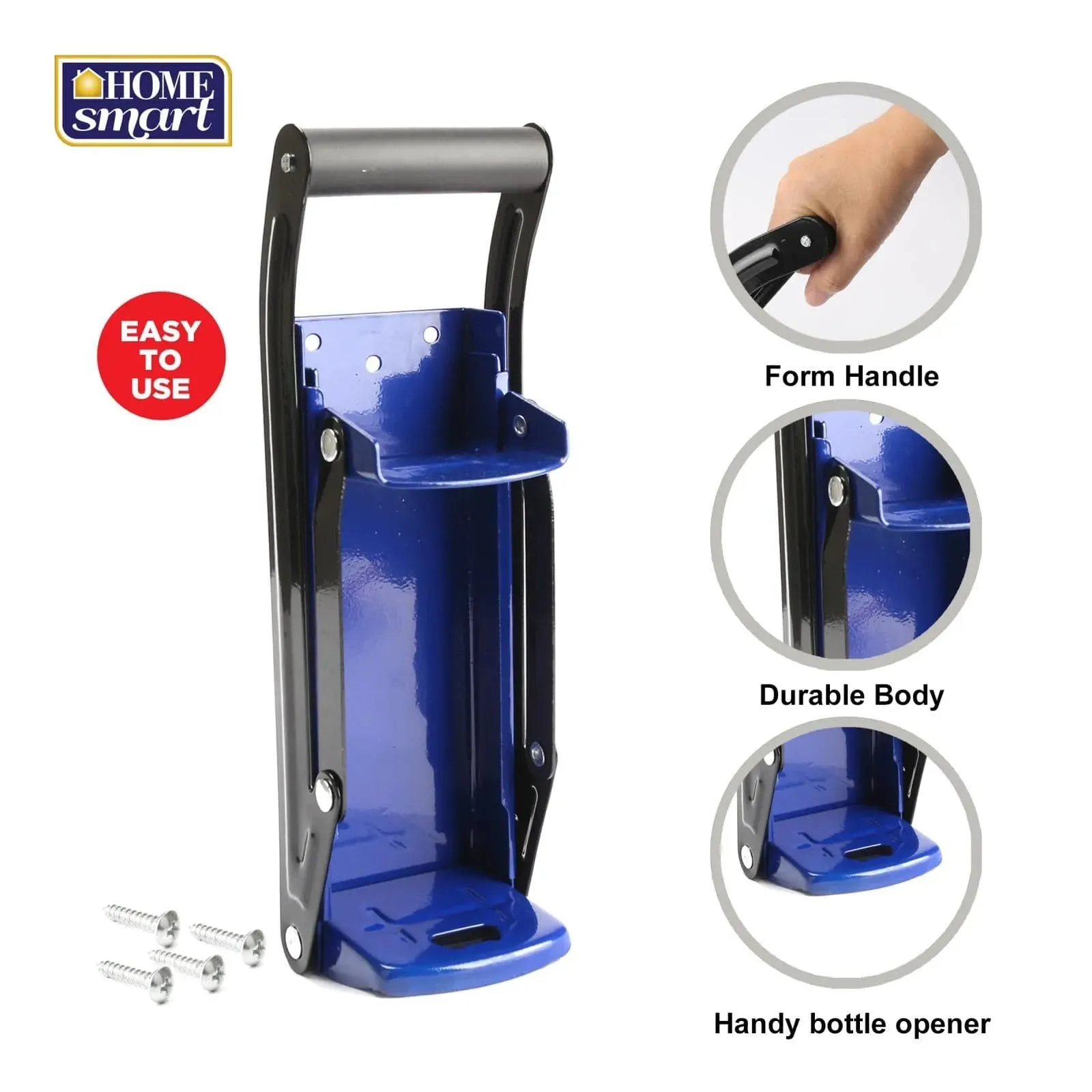 16OZ Steel Can Crusher Wall Mounted Recycling   Bottle Opener - Blue