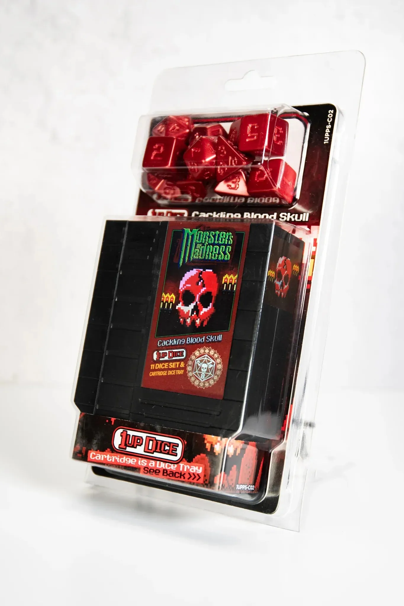 1UP Dice Polyhedral Set: Cackling Blood Skull