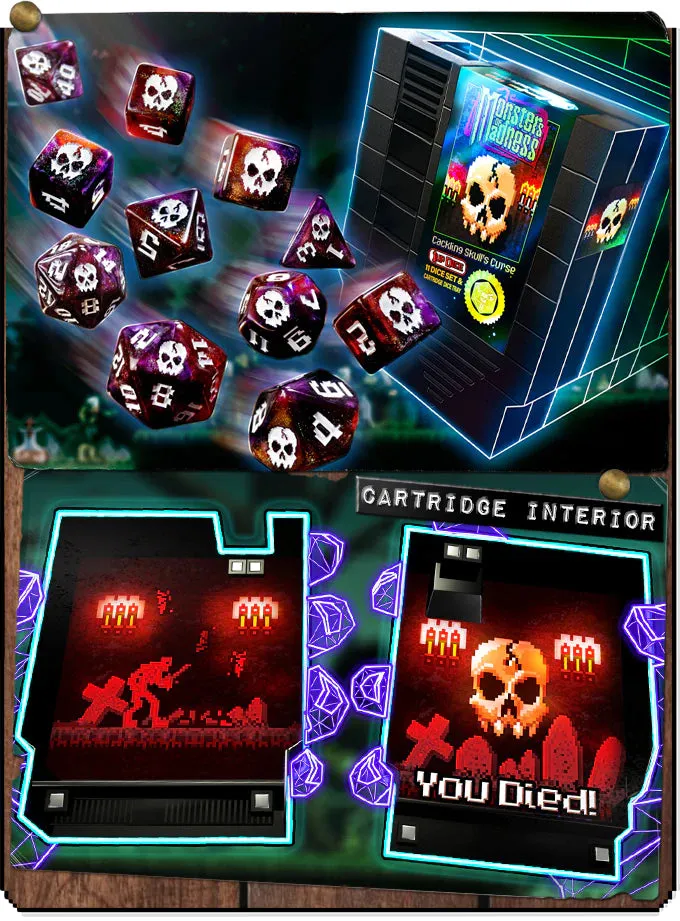 1UP Dice Polyhedral Set: Cackling Skull