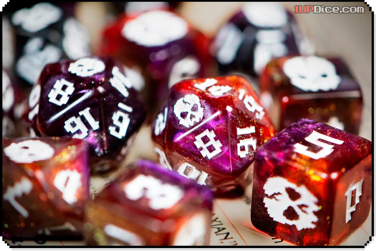 1UP Dice Polyhedral Set: Cackling Skull