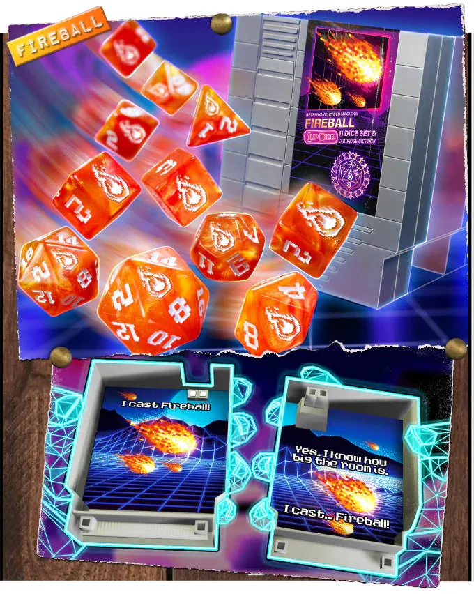 1UP Dice Polyhedral Set: Fireball