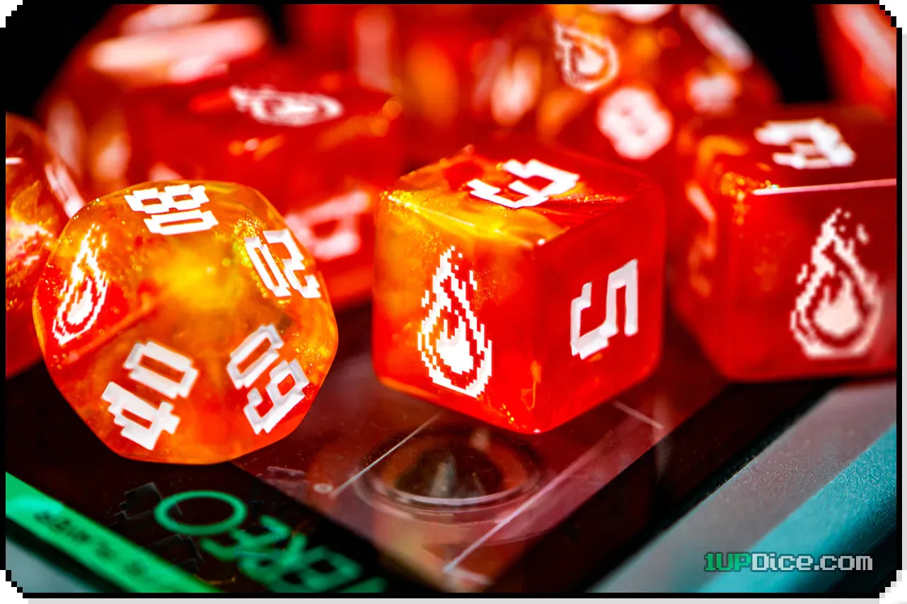 1UP Dice Polyhedral Set: Fireball