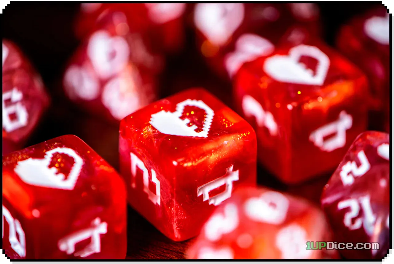 1UP Dice Polyhedral Set: Healing Heart