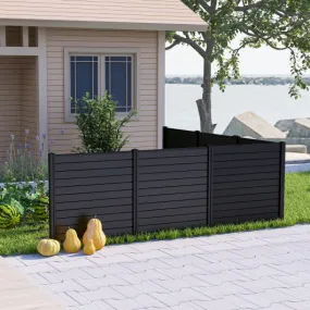 2-Pack Outdoor Picket Fence with 3 Cuspidal Foot Stakes-Black