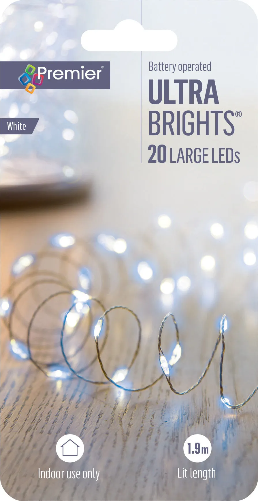 20 Large White Battery Operated Ultra Bright LEDs