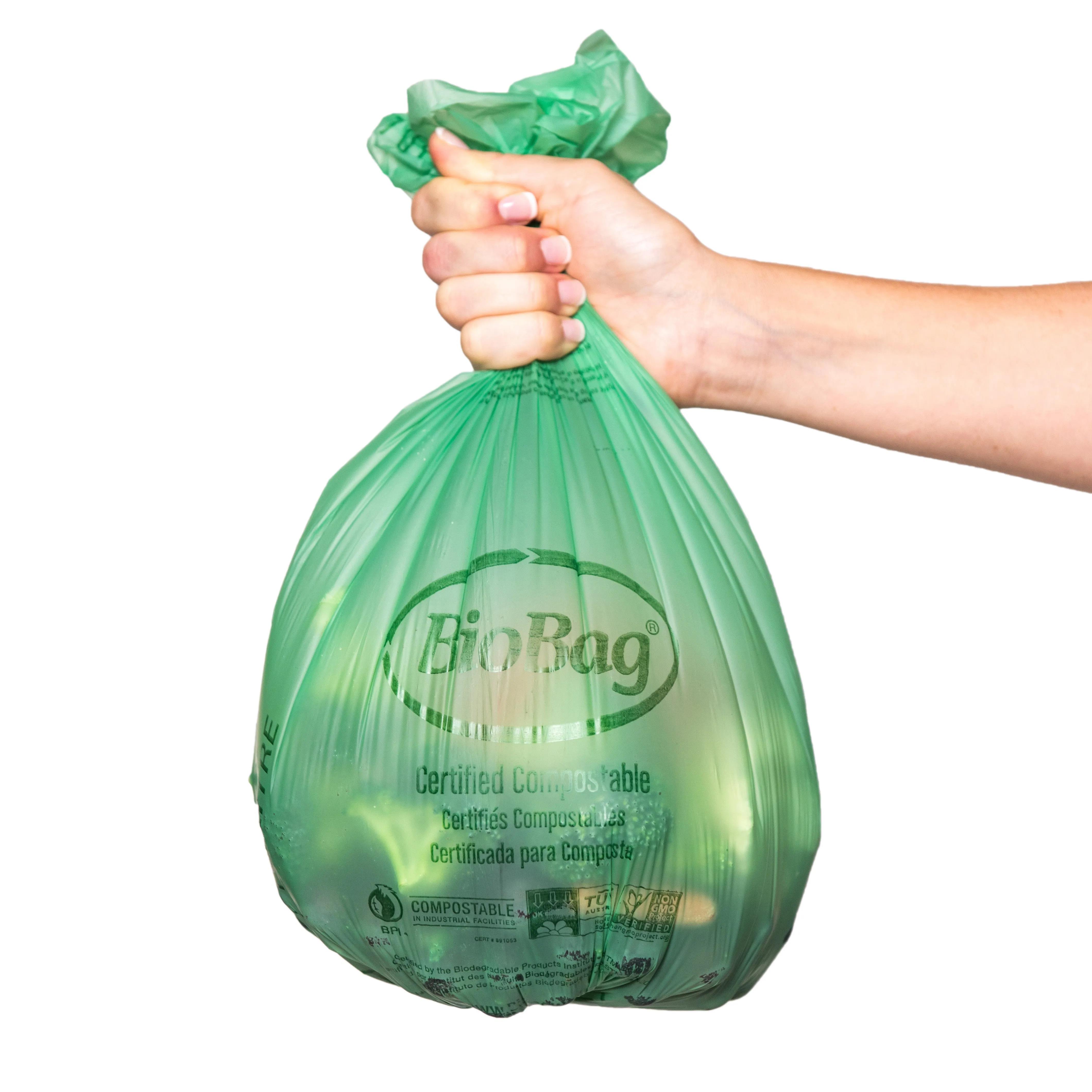 22.2" x 29" x 0.68 mil 13 Gallon Green Home-Compostable Plastic Food Scrap Collection Bags (960 Bags, 48 Bags/Box, 20 Boxes/Case)