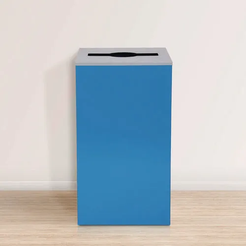 29 Gallon Trash/recycling Cans, Steel, Blue Can With Mixed Lid