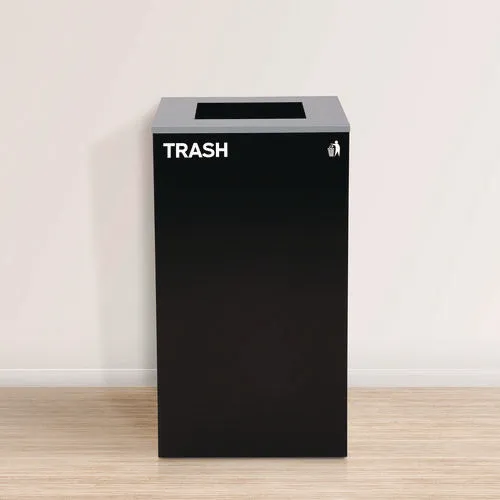 29 Gallon Trash/recycling Cans, Steel, Blue Cans/bottles Recycling W/circle Lid, Green Compost W/mixed Lid, Bk Trash W/sq Lid