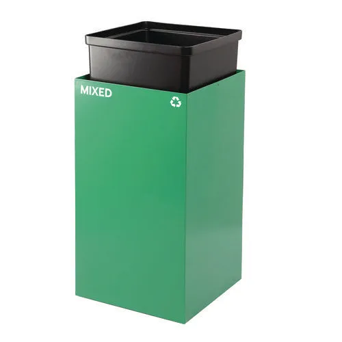29 Gallon Trash/recycling Cans, Steel, Green Mixed Recycling Can With Mixed Lid