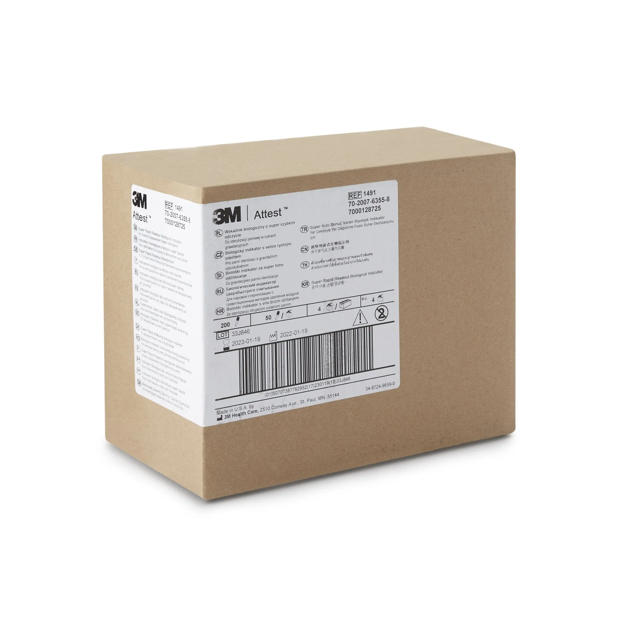 3M Attest™ Rapid Readout Sterilization Biological Indicator Vial, 1 Case of 200