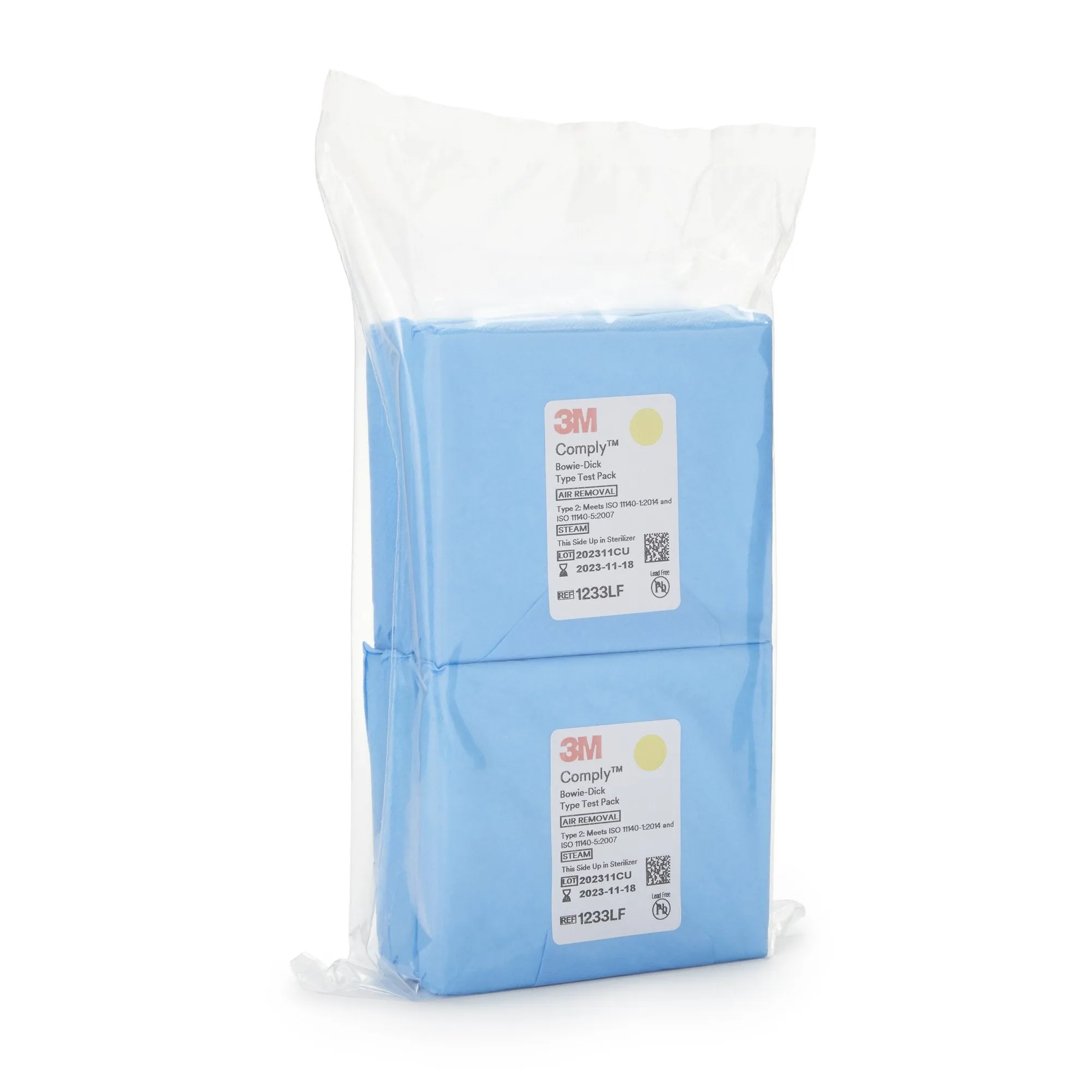 3M Comply Sterilization Bowie-Dick Test Pack, Type 2, Steam, 270° to 273°F, Disposable, Lead-Free, 1 Case of 30