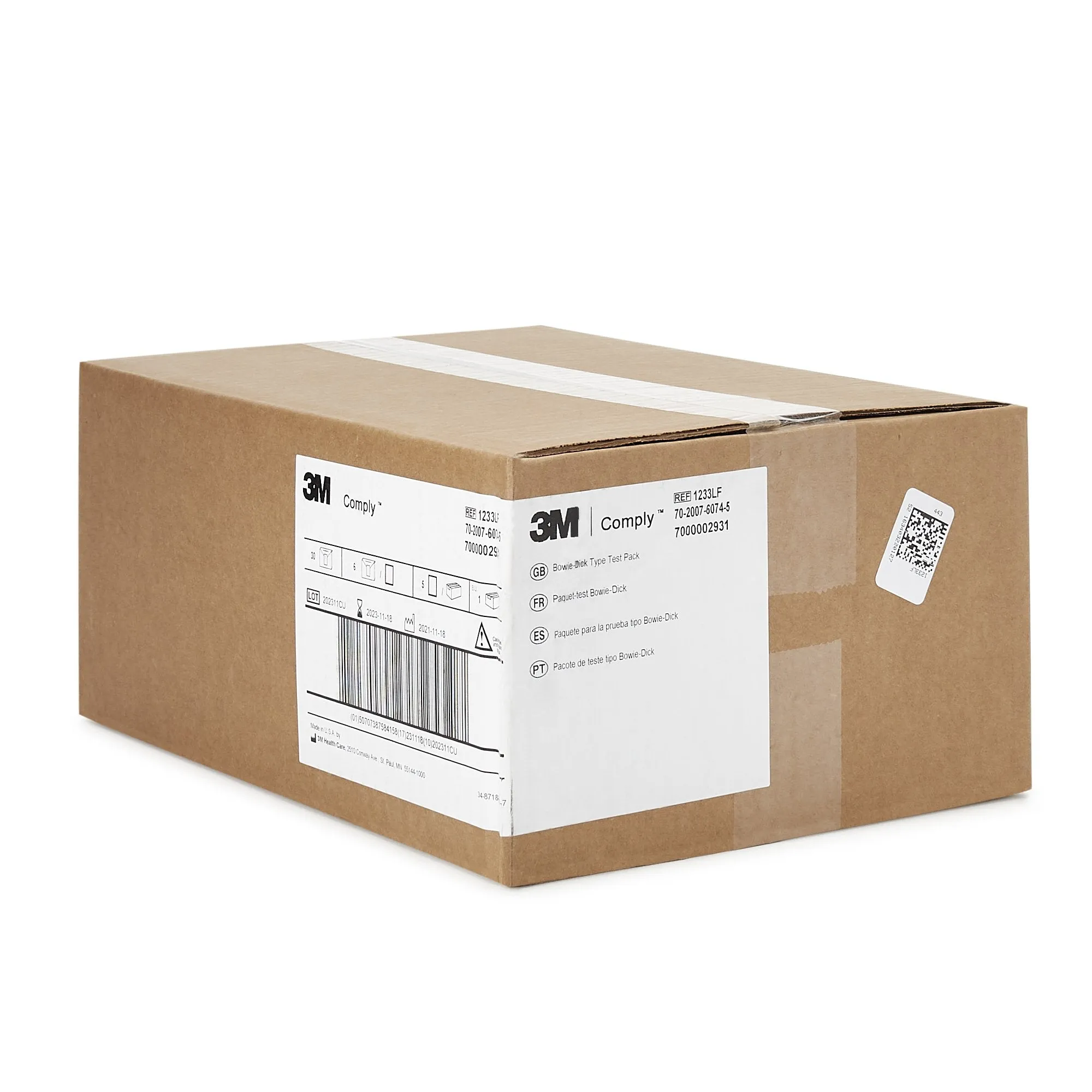 3M Comply Sterilization Bowie-Dick Test Pack, Type 2, Steam, 270° to 273°F, Disposable, Lead-Free, 1 Case of 30