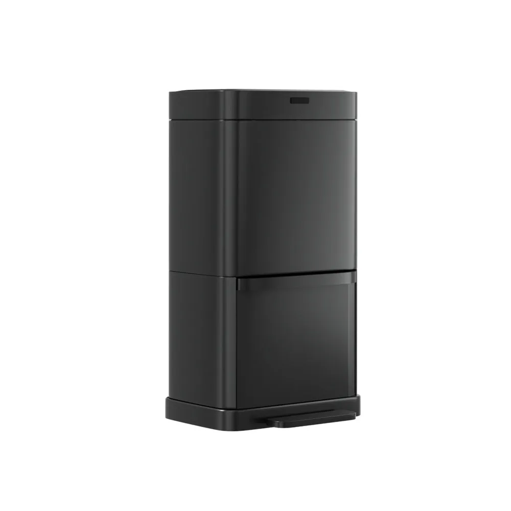 70L Motion Sensor Pedal Bin, Black, Dual Compartment - Devanti