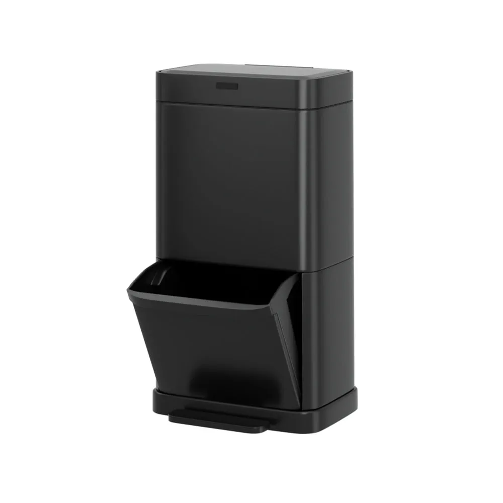 70L Motion Sensor Pedal Bin, Black, Dual Compartment - Devanti