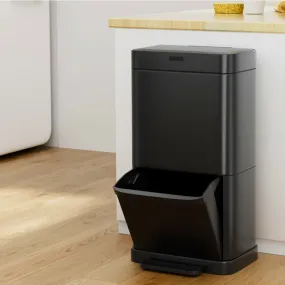 70L Motion Sensor Pedal Bin, Black, Dual Compartment - Devanti