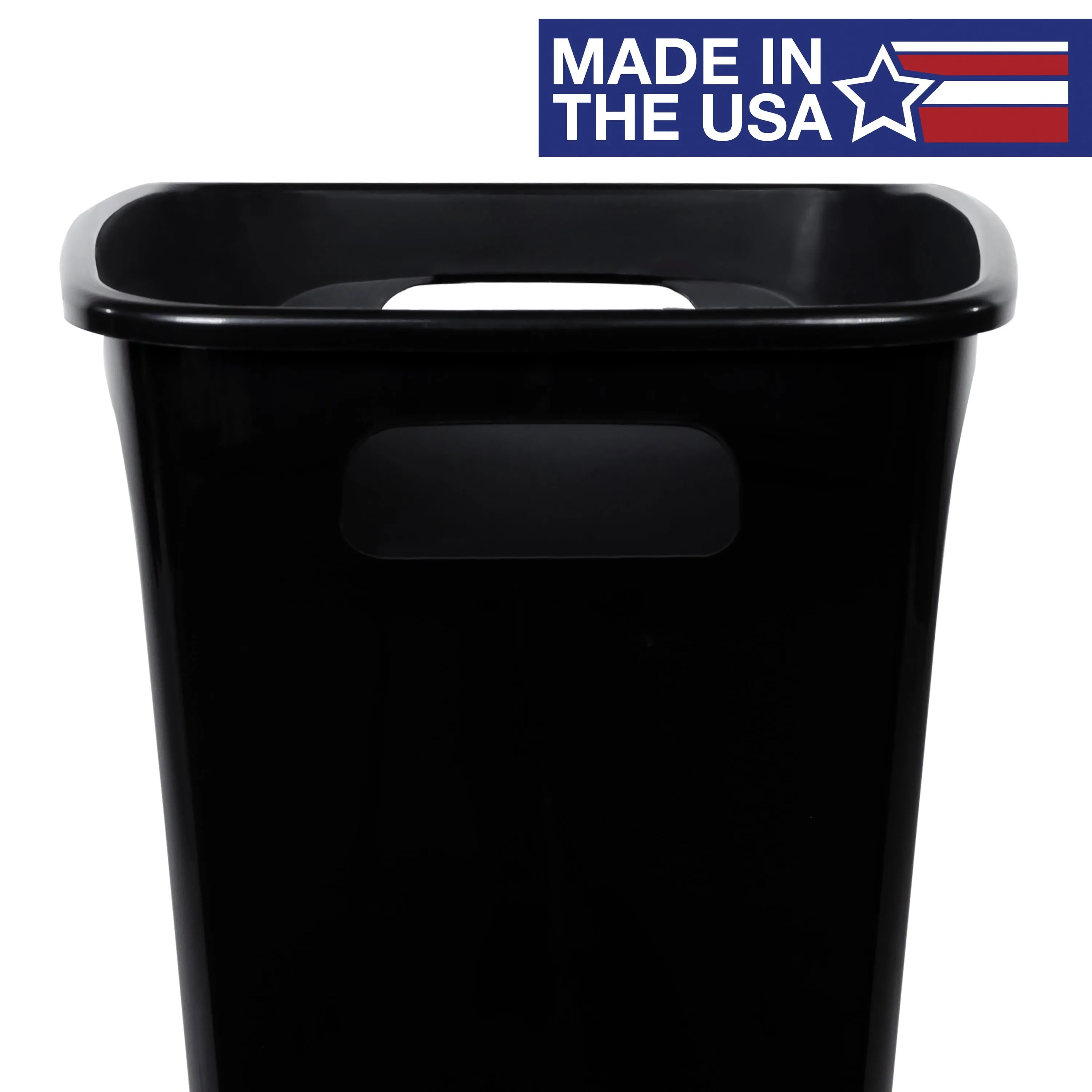 8.8 gal Handled Open Plastic Office Trash Can, Black Free Shipping