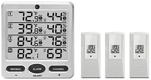 Ambient Weather WS-10 Wireless Indoor/Outdoor 8-Channel Thermo-Hygrometer with Three Remote Sensors