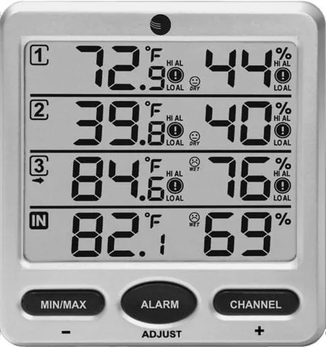 Ambient Weather WS-10 Wireless Indoor/Outdoor 8-Channel Thermo-Hygrometer with Three Remote Sensors