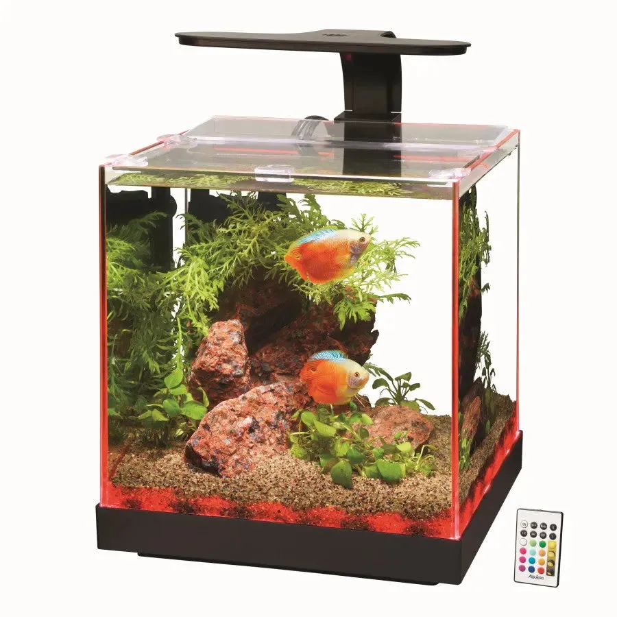 Aqueon Edgelit Cube Glass Aquarium Vibrant LED Remote Control