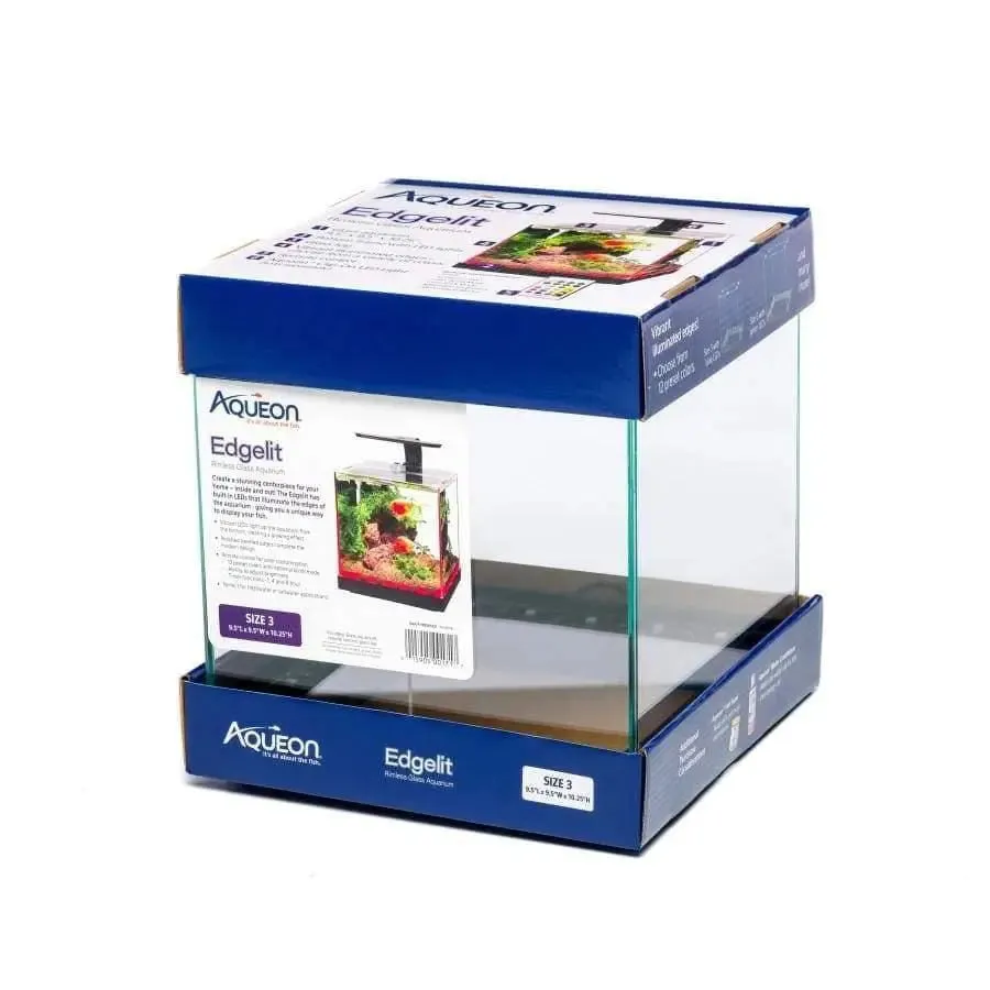 Aqueon Edgelit Cube Glass Aquarium Vibrant LED Remote Control