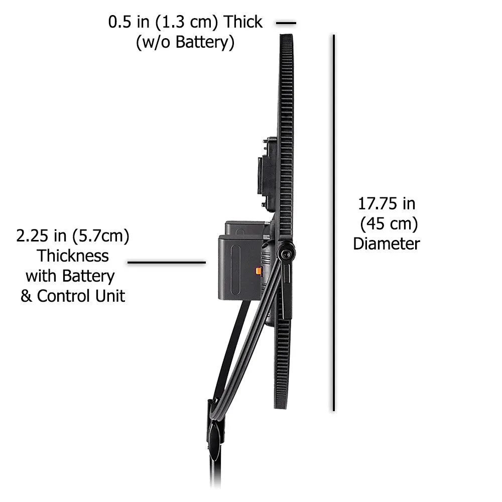 Award Winning Fotodiox Pro FlapJack Studio LED C-700RSV Bicolor Edge Light - 18in Round Ultra-thin, Ultrabright, Dual Color LED Photo/Video Light Kit