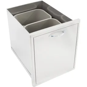 Blaze 20-Inch Roll-Out Stainless Steel Double Trash / Recycling Bin (BLZ-TREC-DRW)