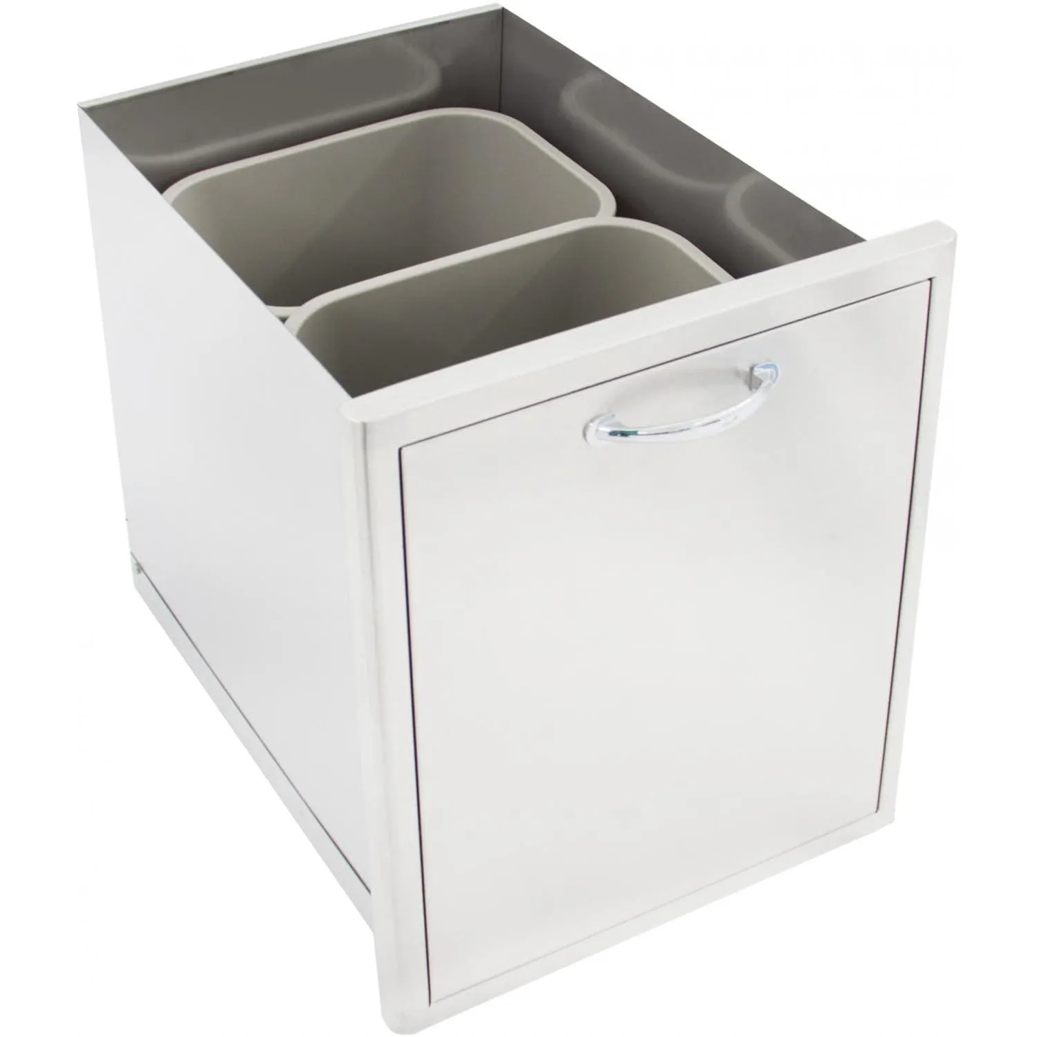 Blaze 20-Inch Roll-Out Stainless Steel Double Trash / Recycling Bin (BLZ-TREC-DRW)