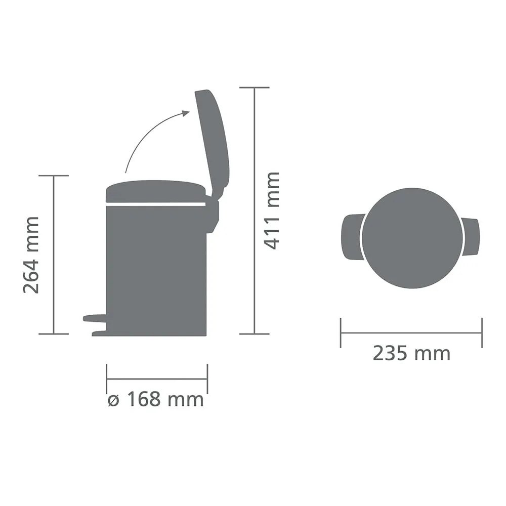 Brabantia Pedal Bin Newicon, 3 Litre Capacity, White