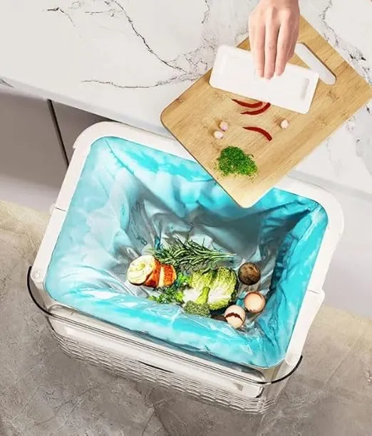 Cabinet Hanging Folding Trash Can - Hanging Small Trash Can with Lid for Cupboard, Bathroom and Bedroom