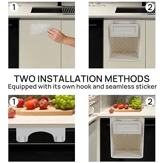 Cabinet Hanging Folding Trash Can - Hanging Small Trash Can with Lid for Cupboard, Bathroom and Bedroom