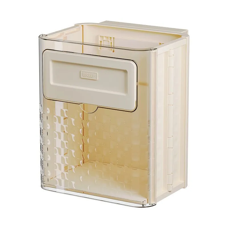 Cabinet Hanging Folding Trash Can - Hanging Small Trash Can with Lid for Cupboard, Bathroom and Bedroom