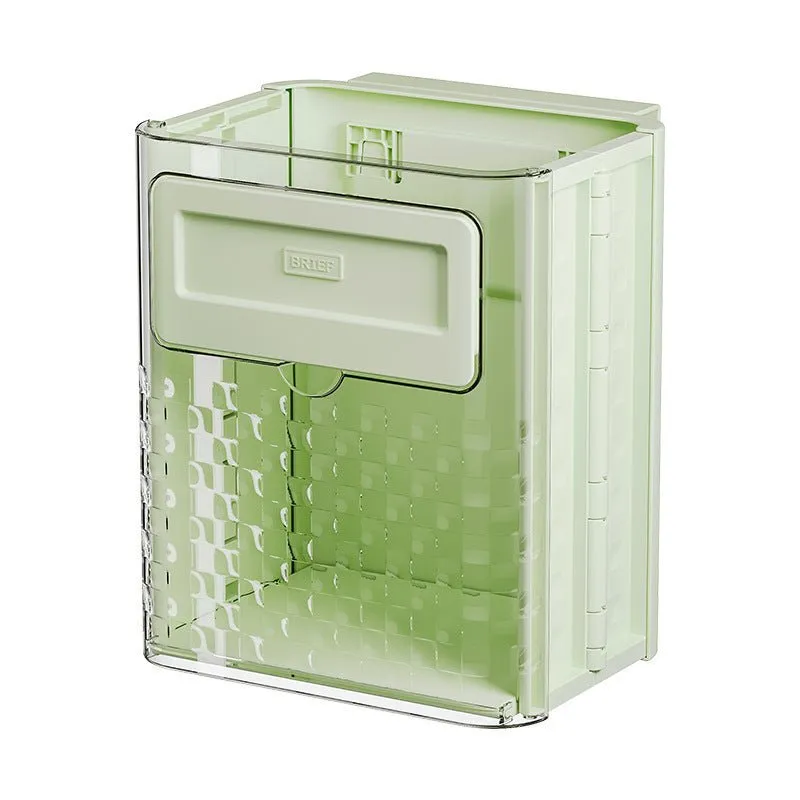 Cabinet Hanging Folding Trash Can - Hanging Small Trash Can with Lid for Cupboard, Bathroom and Bedroom