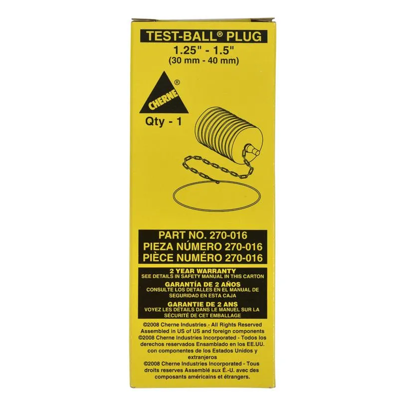 Cherne ® 1-1/4 in.-1-1/2" Single-Size Plumbing Test-Ball ® Plug