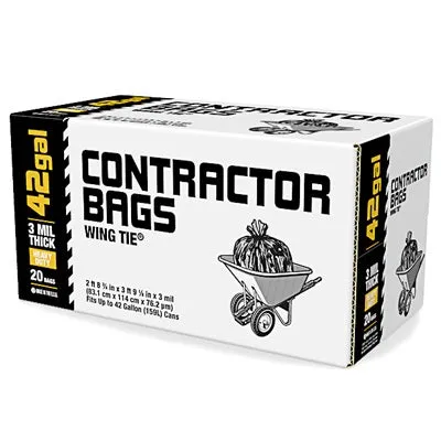Contractor Trash Bags, 3-Mil/42 Gallons - 20 per Box
