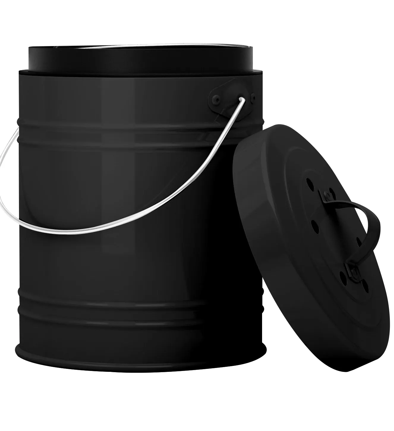 Cooler Kitchen Compost Bin 3L with EZ-No Lock Lid, Plastic Liner & Charcoal Filters-Sturdy Construction & Odor-Free Seal w/Dishwasher Safe Bucket