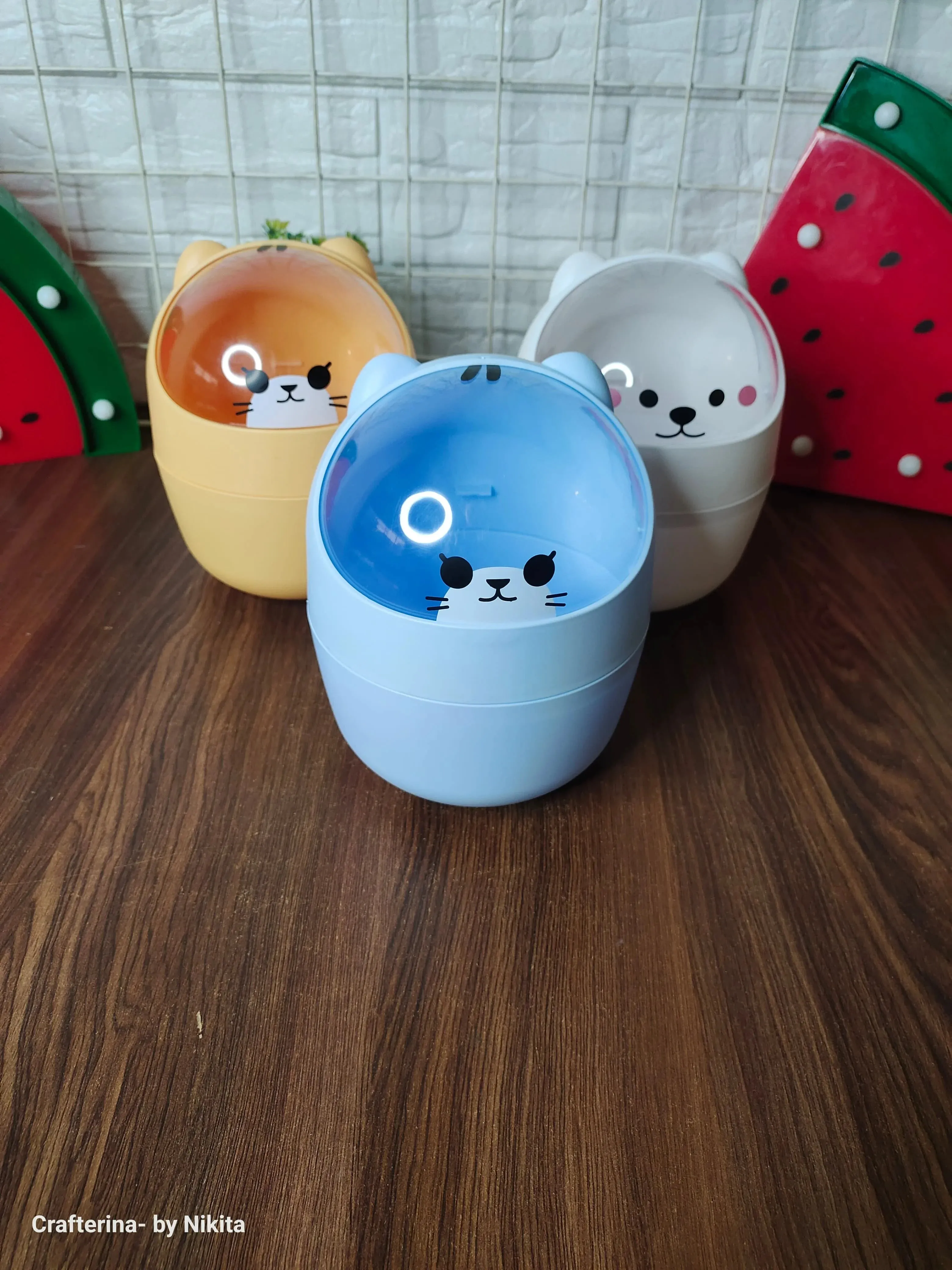 Cute cat waste bins