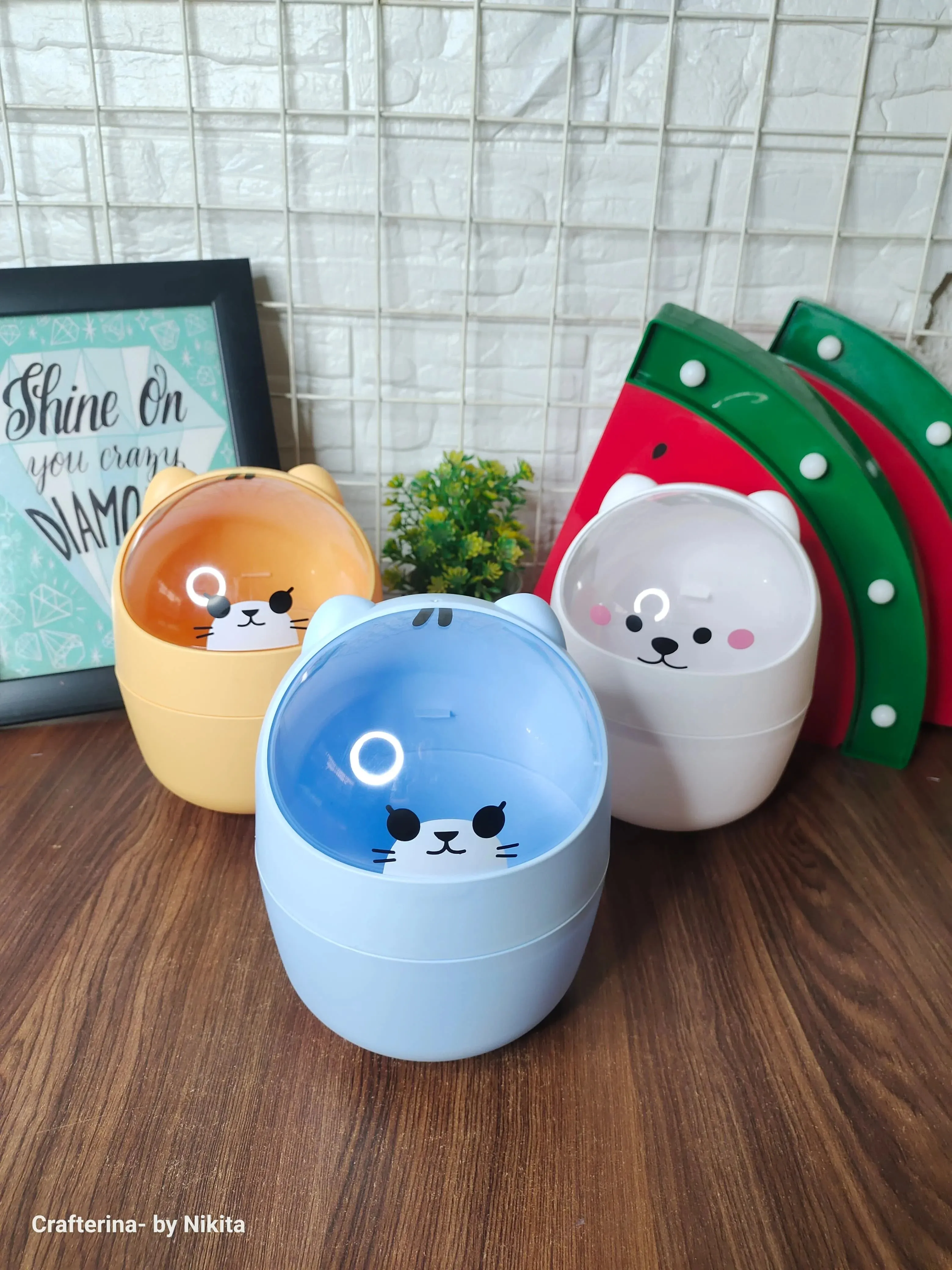 Cute cat waste bins