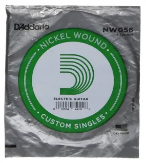 D'Addario NW056 Nickel Wound Electric Guitar Single String, .056