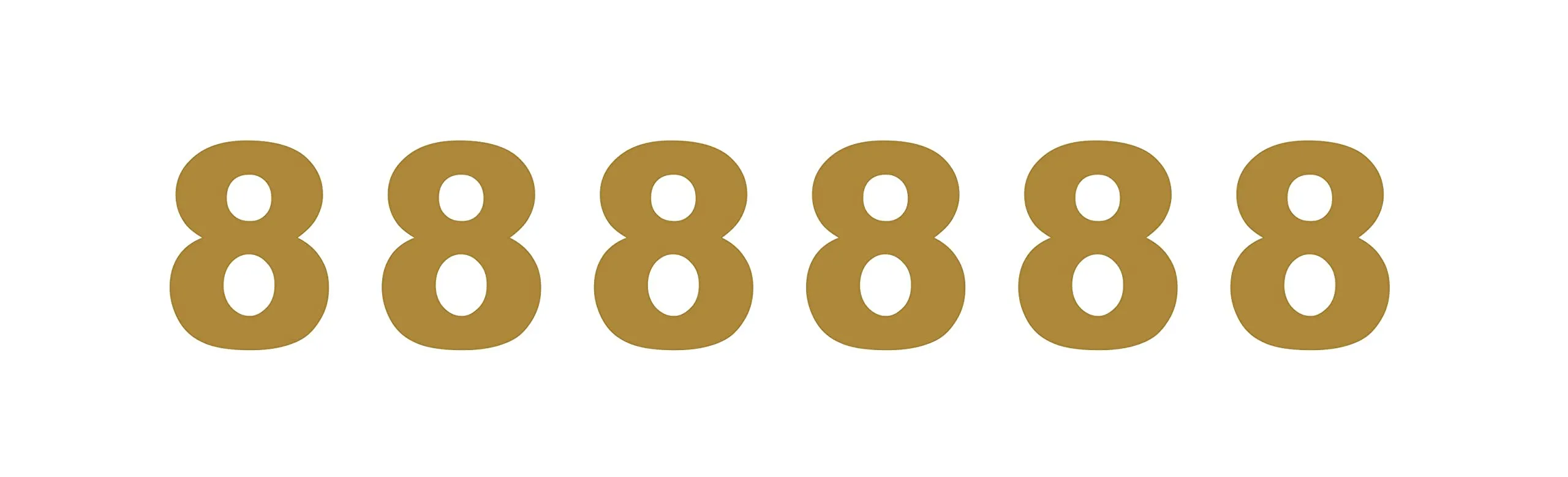 decalbazaar Vinyl Number 8 (Eight) Digit Glossy Wall Glass Vehicle Sticker 3 Inches Golden (Set 6)