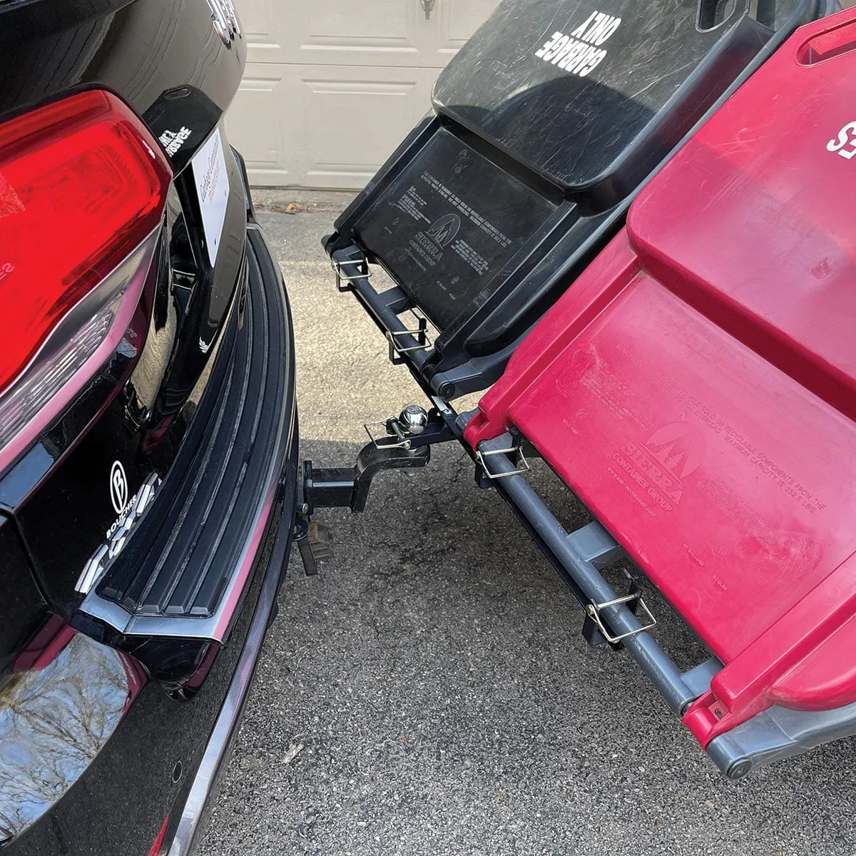 Double-Can Garbage Can Hauling Hooks, Ball Mounted