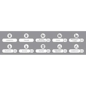 DY108 Rubbermaid Slim Jim Recycling Label Kit (Pack of 10 Sticker Sets)