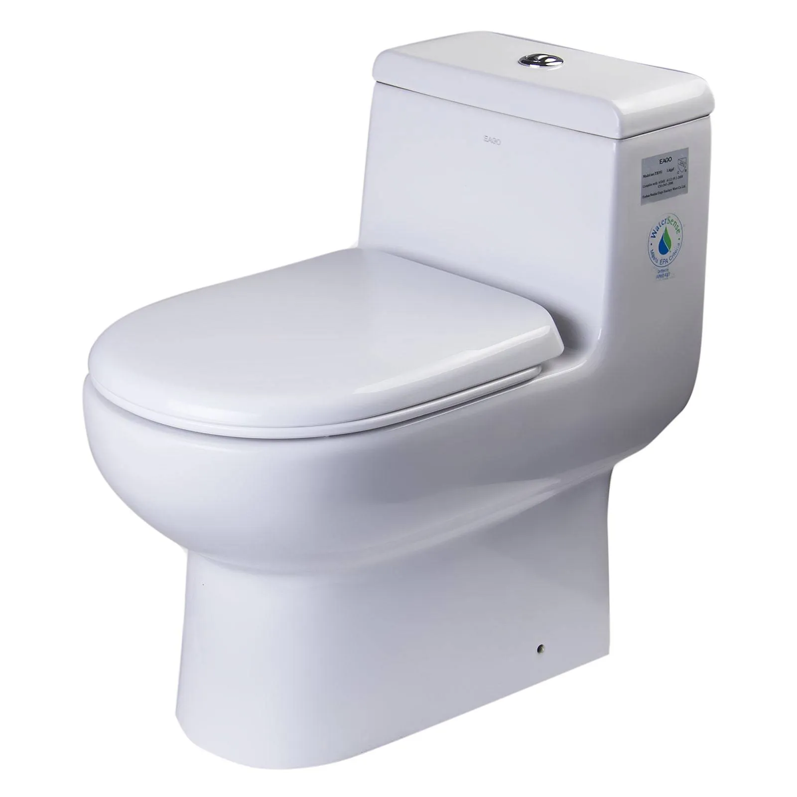 Eago TB351 Dual Flush One Piece High Efficiency Low Flush Ceramic Toilet
