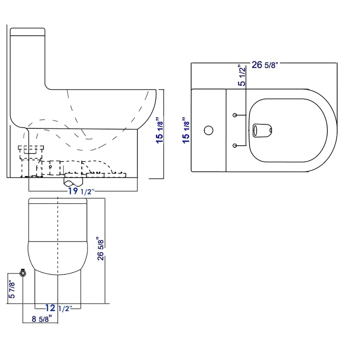 Eago TB351 Dual Flush One Piece High Efficiency Low Flush Ceramic Toilet